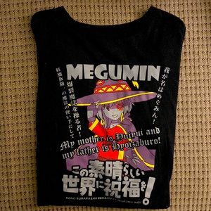 KonoSuba Megumin Anime Men’s Large Short Sleeve Black Shirt